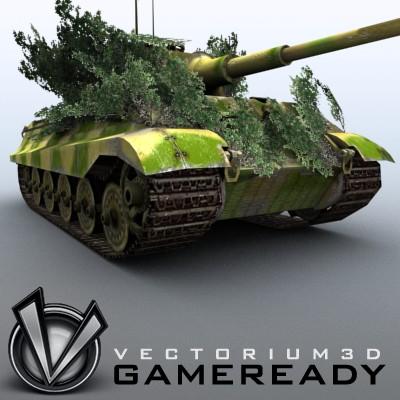 3D Model of Game Ready Low Poly King Tiger model - 3D Render 4